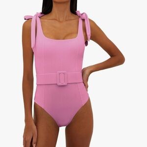 Pink Belted Swimsuit size M/L stretchy